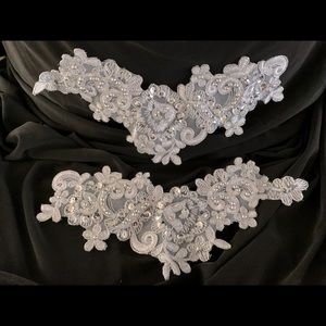 Embellishments! Silver on white mess. 4.5 x 9.